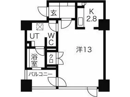 プライムメゾン鴨々川(1K/4階)の間取り写真