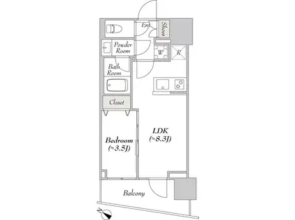 ルミーク北品川(1LDK/7階)の間取り写真