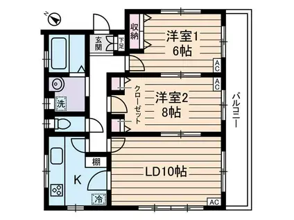 アボウド麻布(2LDK/1階)の間取り写真