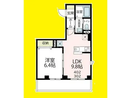 TSブルク(1LDK/4階)の間取り写真