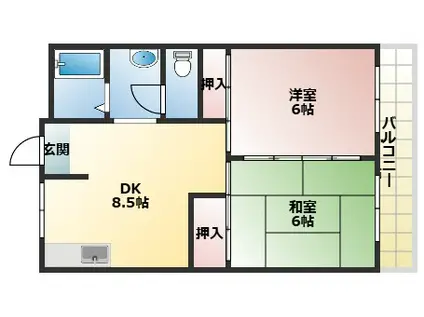 グリーンヒル舞子B(2DK/3階)の間取り写真