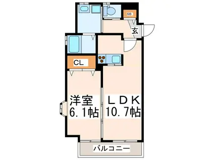 ダイコー水前寺駅通6(1LDK/7階)の間取り写真