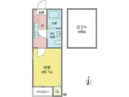 ラフィナート黄金(1K/2階)の間取り写真