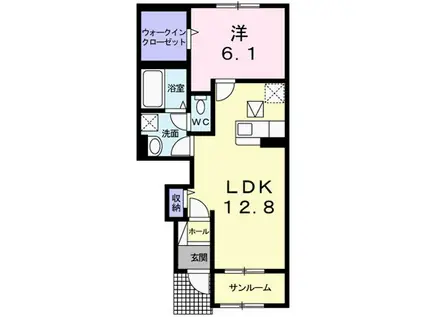ファミール A(1LDK/1階)の間取り写真