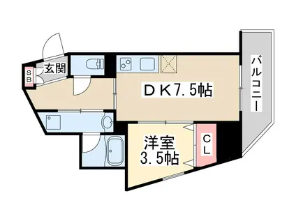 パークヒルズ東三国ヴィジョン(1DK/5階)の間取り写真