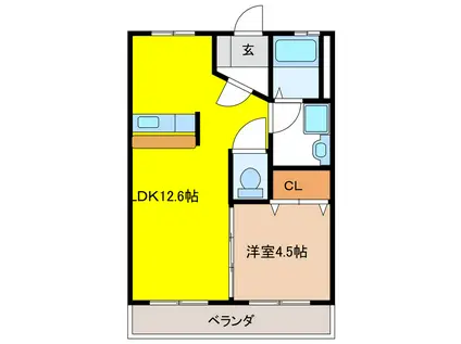 中秀第一ビル(1LDK/4階)の間取り写真