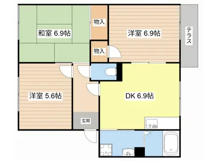 コーポセルマーユ(3DK/1階)の間取り写真