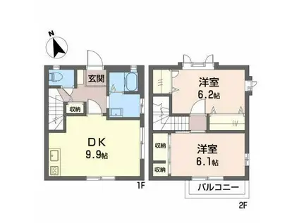 フレグランス杉山D(2DK/1階)の間取り写真