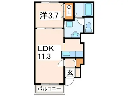 デーア・グランデI・II(1LDK/1階)の間取り写真