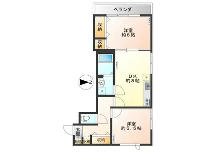 ヴェルテーユ中野(2DK/3階)の間取り写真