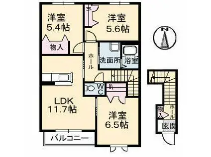 ブランドールTS A棟(3LDK/2階)の間取り写真