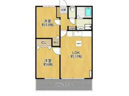 リベルテ・フェブリエ(2LDK/2階)の間取り写真