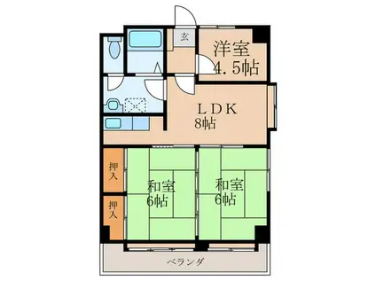 クレベール千防(3LDK/3階)の間取り写真