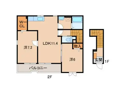 シャルパンティエ III(2LDK/2階)の間取り写真