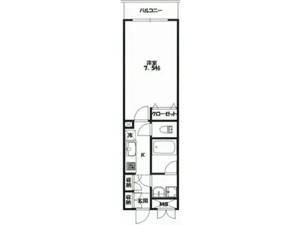 ハイペアII(1K/2階)の間取り写真