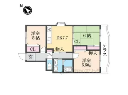 ガーデンハウス石山寺(3DK/1階)の間取り写真