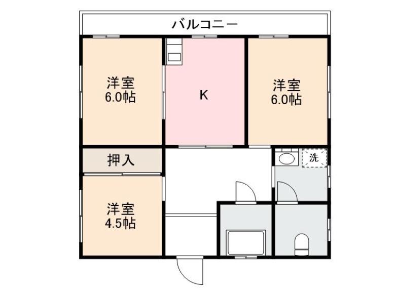 八栗ハイツ(2DK/4階)の間取り写真