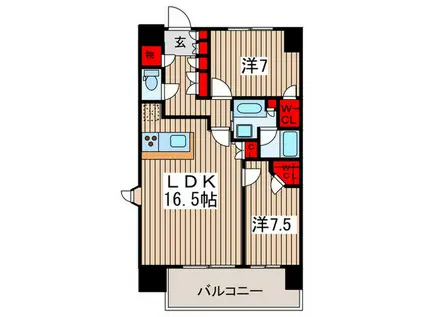 エスティメゾン豊洲レジデンス(2LDK/5階)の間取り写真