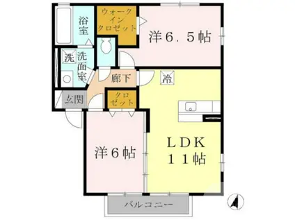 パストラル福田(2LDK/1階)の間取り写真