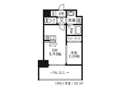 モダンパラッツォ天神AXIA(1DK/5階)の間取り写真