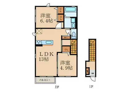 ハイムラテ(2LDK/2階)の間取り写真