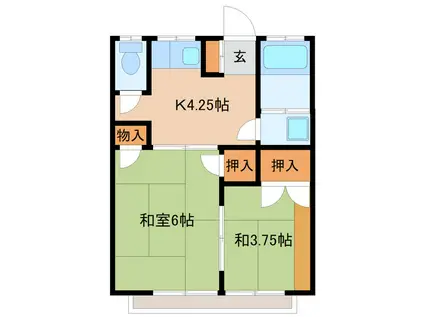 コーポつかさ(2K/2階)の間取り写真