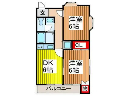 ライトハウス・加茂(2DK/1階)の間取り写真
