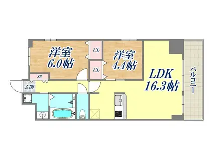 CREER RIVIERE3(2LDK/9階)の間取り写真