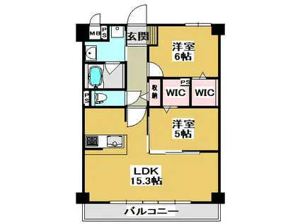 ROYAL西山(2LDK/2階)の間取り写真