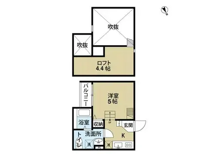 CASA DEL CANARIO諏訪ノ森(1K/2階)の間取り写真