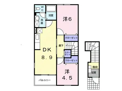 グロースベルクII(2DK/2階)の間取り写真