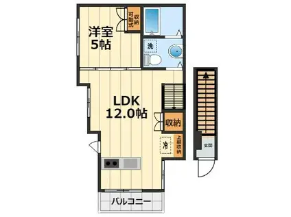 エターナル(1LDK/2階)の間取り写真