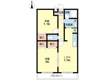 エクレール(2LDK/2階)の間取り写真