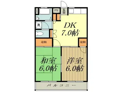 プラムヒル(2DK/3階)の間取り写真
