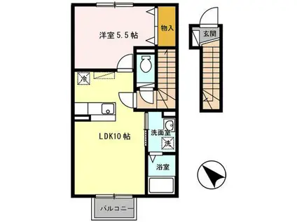 パインヒルズ(1LDK/2階)の間取り写真