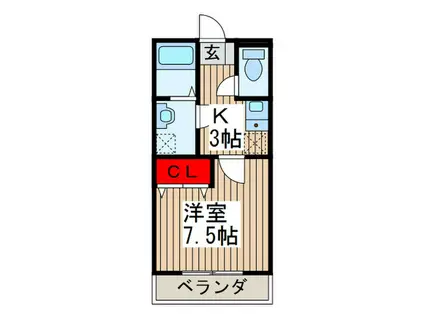 ハーティエム(1K/1階)の間取り写真