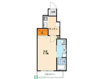 アンビエンス(1K/1階)の間取り写真