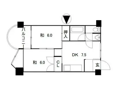 インペリアル西本I(2DK/3階)の間取り写真