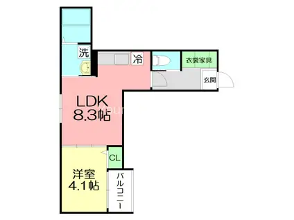 ILUSIONかしわ台(1LDK/1階)の間取り写真