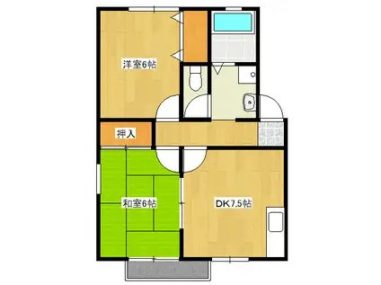ＪＲ山陽本線 瀬戸駅 徒歩7分 2階建 築28年(2DK/2階)の間取り写真