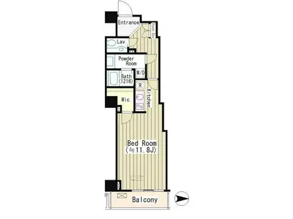 恵比寿ガーデンテラス弐番館(1K/8階)の間取り写真