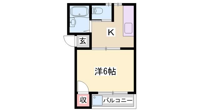 サンハイツ上滝野D棟(1K/1階)の間取り写真