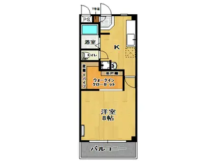 郡中日ノ出アーバン(1K/3階)の間取り写真
