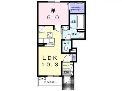 グランソラーレII(1LDK/1階)の間取り写真