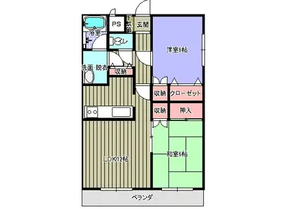 クレールレステII(2LDK/1階)の間取り写真