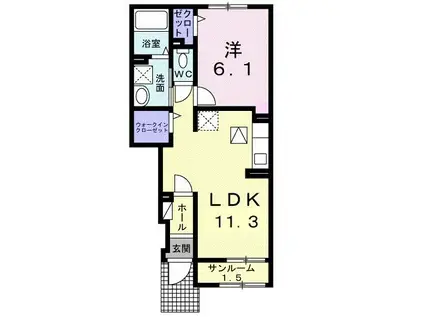 レヴァーク ヒルズ(1LDK/1階)の間取り写真