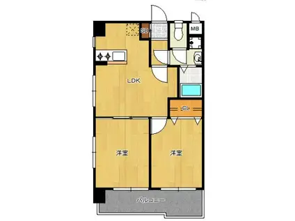 エステートモア城南Ⅱ(2LDK/6階)の間取り写真