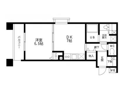 ブランシュール平和台(1DK/2階)の間取り写真