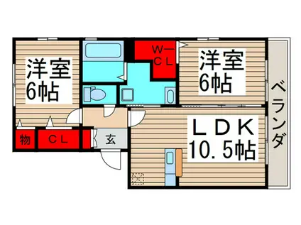 PLEIONE A棟(2LDK/2階)の間取り写真