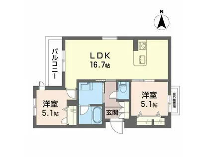 パルコートII(2LDK/3階)の間取り写真